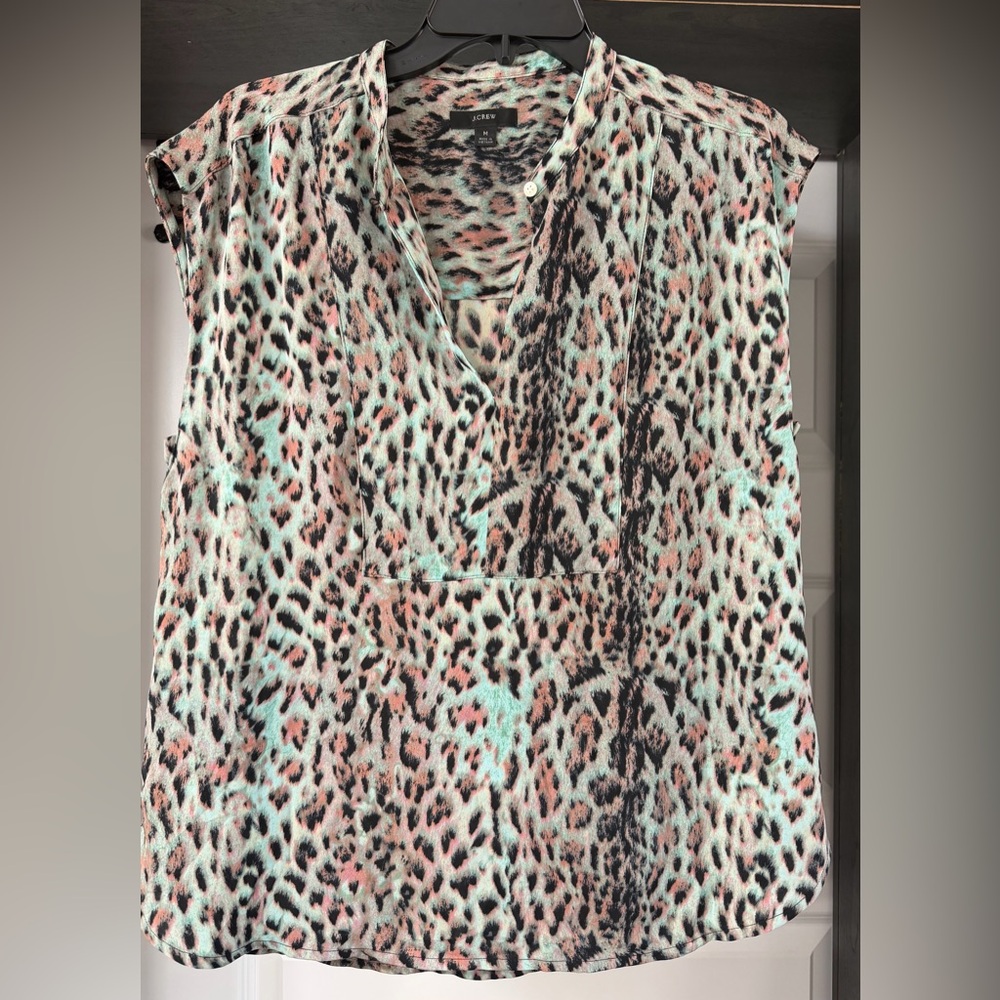 J.Crew Multicolor Leopard Print Blouse Women’s M